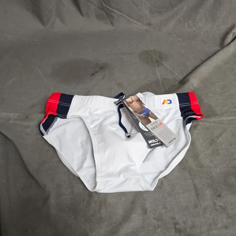 ADDICTED STRIPES BASIC SWIM BRIEF IN WHITE MULTI SIZE S