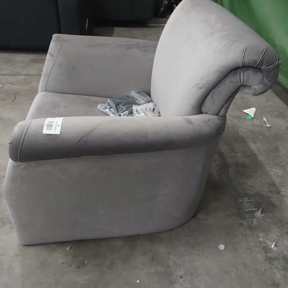DESIGNER ACCENT CHAIR GREY PLUSH FABRIC 