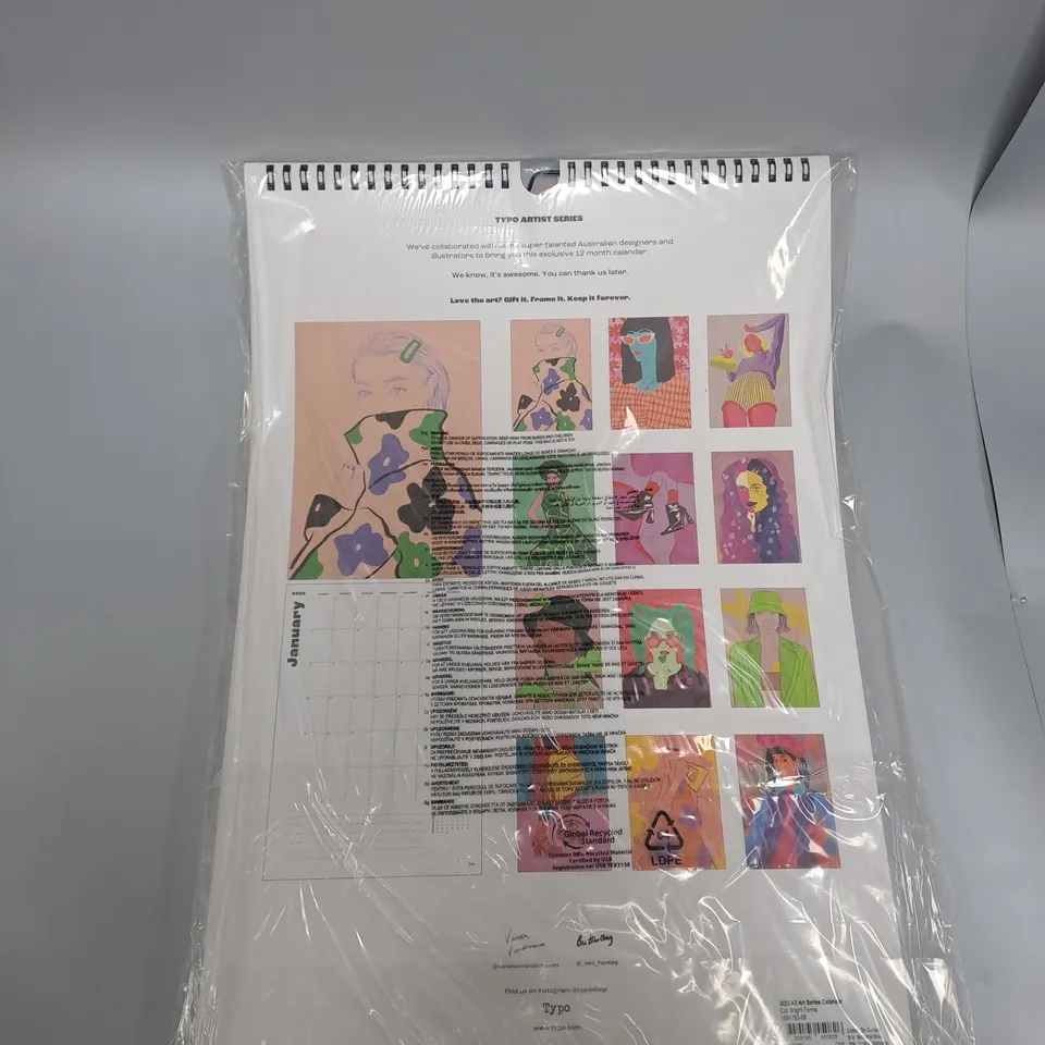 BOX OF 18X TYPO ARTISTS CALENDARS 