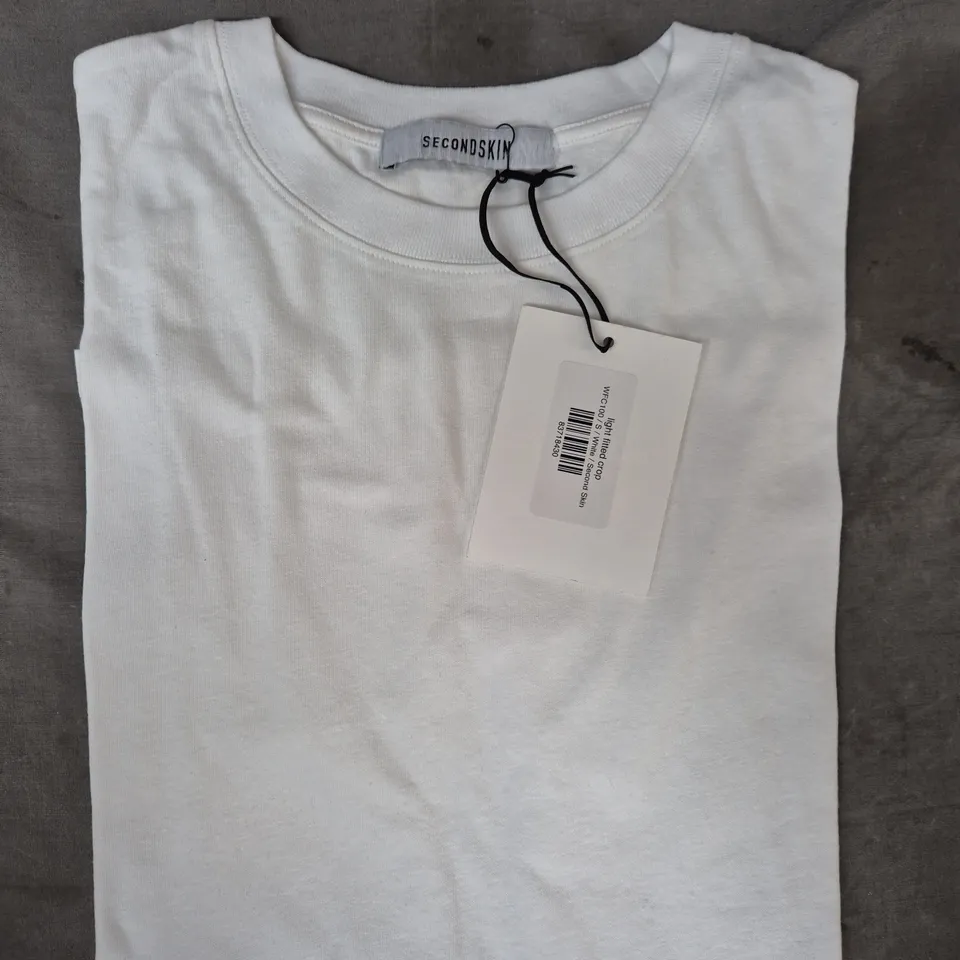 SECONDSKIN LIGHT FITTED CROP IN WHITE SIZE SMALL