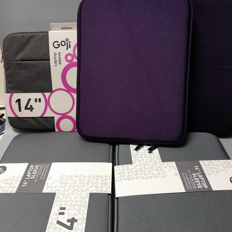 APPROXIMATELY 5 GOJI 14" LAPTOP SLEEVE CASES IN VARIOUS COLOURS