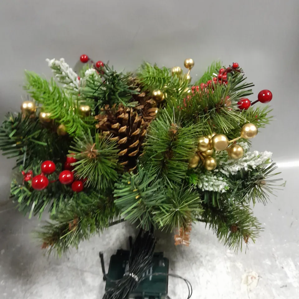 PRE-LIT LED FAUX FROSTED PINECONES AND BERRIES CHRISTMAS URN FILLER