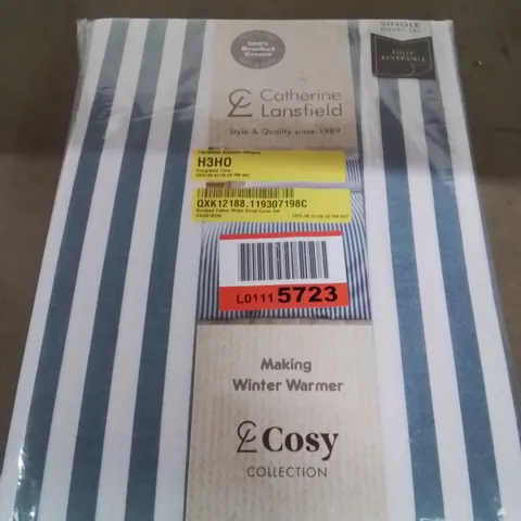 CATHERINE LANSFIELD BRUSHED COTTON STRIPE DUVET COVER SET- SINGLE