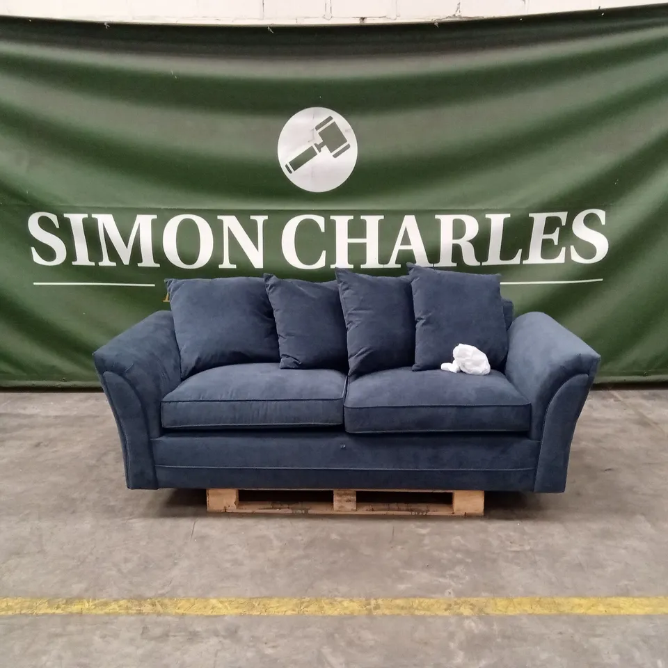 DURY FABRIC 3 SEATER SCATTER BACK SOFA - BLUE RRP £499
