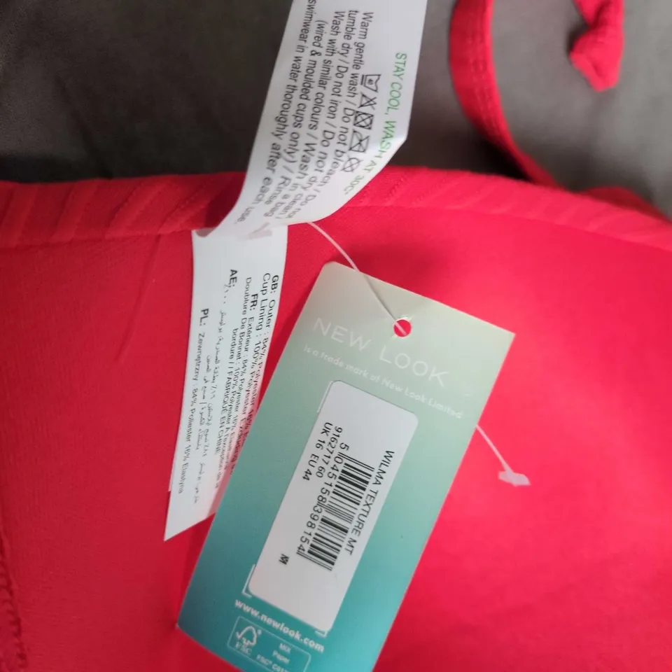 UK 16 NEW LOOK RED BIKINI TOP (EU 44)