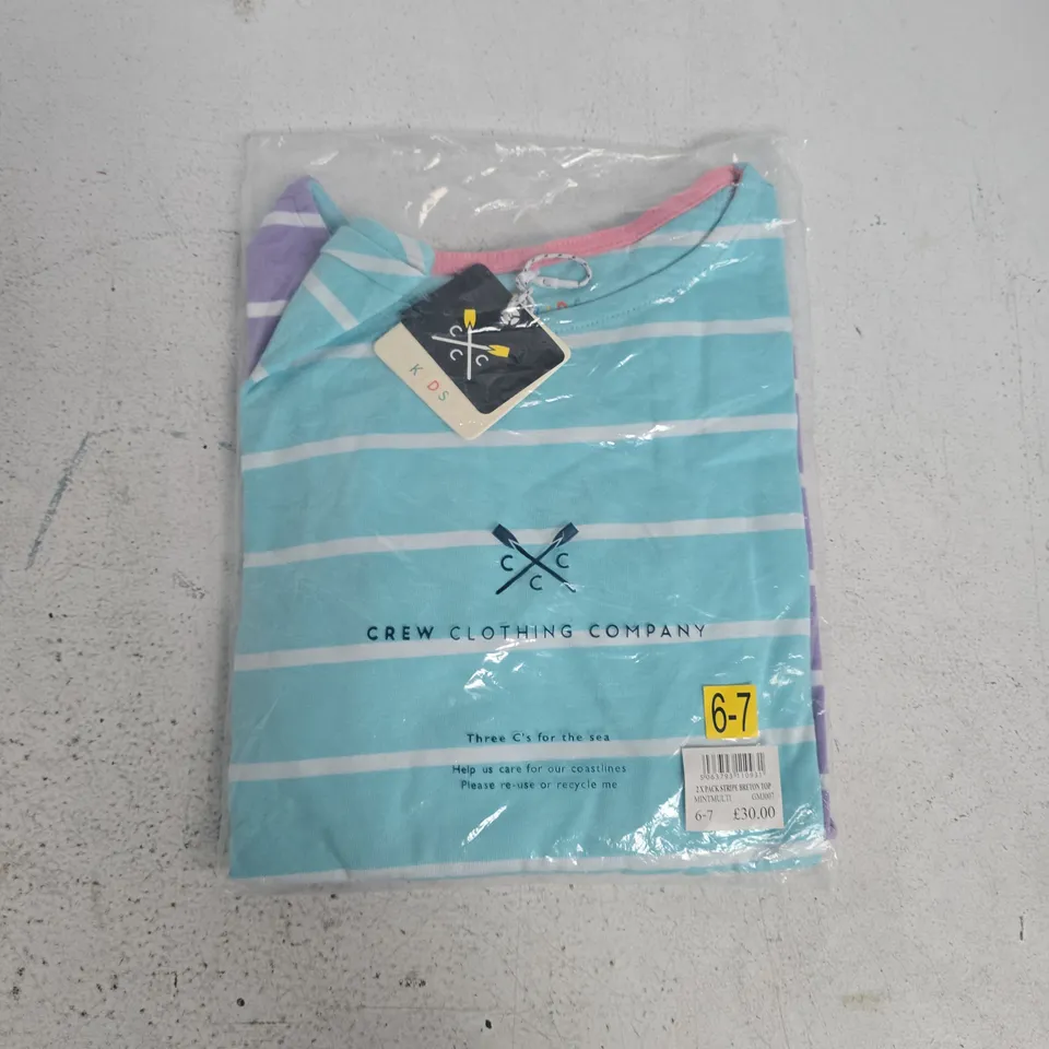 CREW CLOTHING KIDS 2-PACK OF STRIPE BRENTON TEES - 6/7 YRS