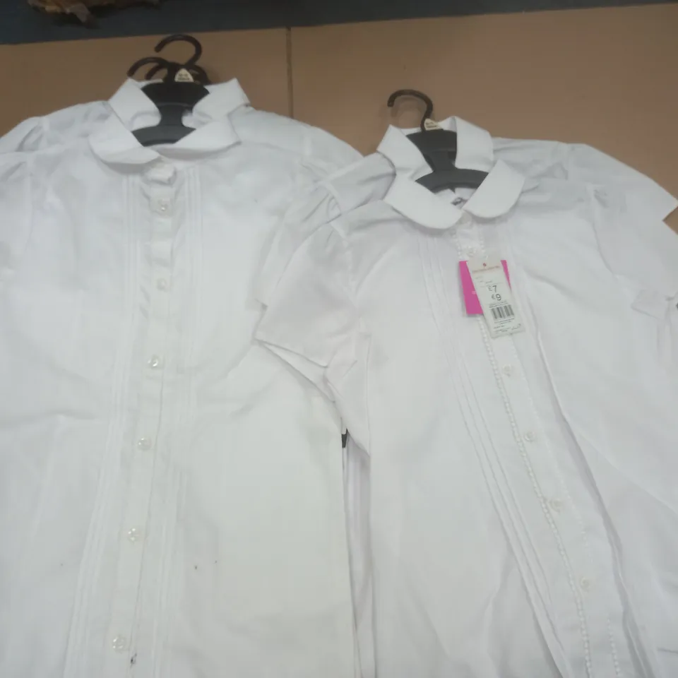 LARGE QUANTITY OF ASSORTED 2-PACKS OF WHITE SCHOOL SHIRTS - VARIOUS SIZES