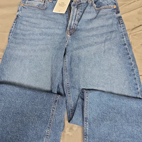 H&M WIDE HIGH WAIST JEANS IN BLUE - UK 12