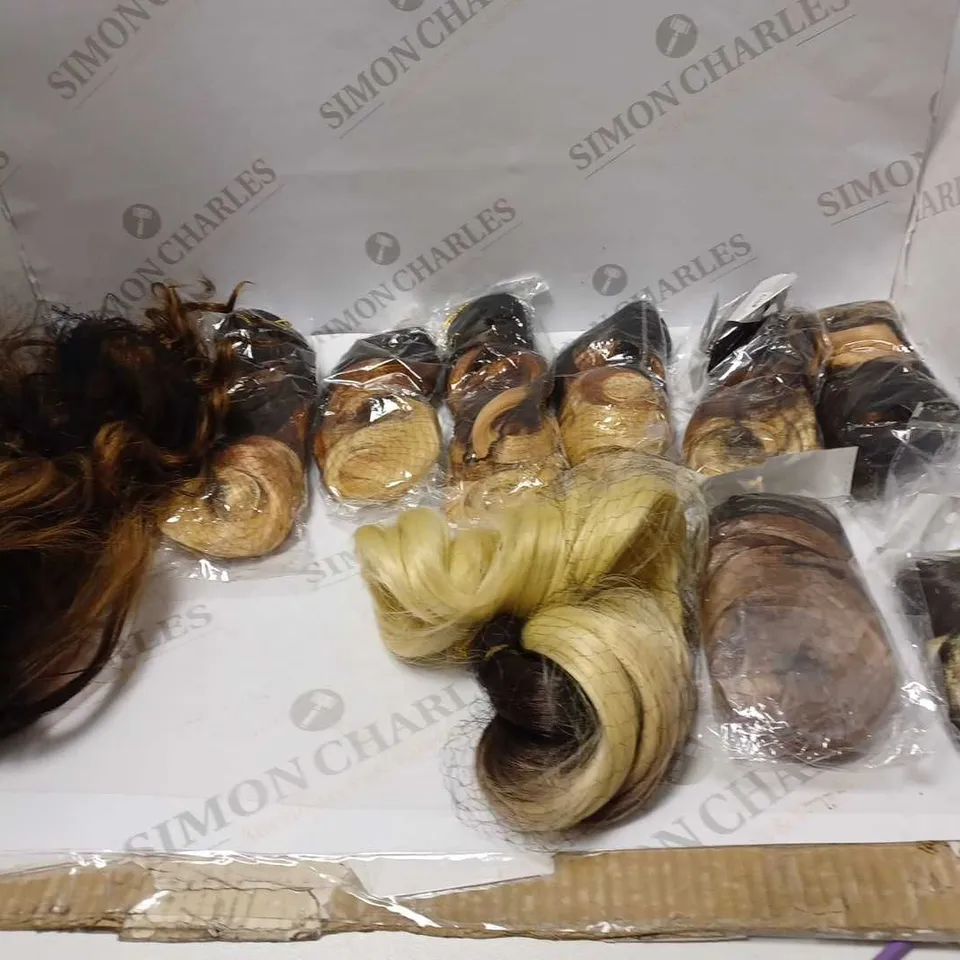LOT OF 10 DIFFERENT HAIR EXTENSIONS/WIGS