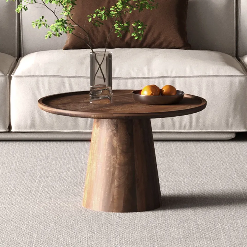 BOXED ROUSSEAU COFFEE TABLE 'JULES' 65X40 CM ROUND MANGO WOOD LIGHT BROWN (2 BOXES)