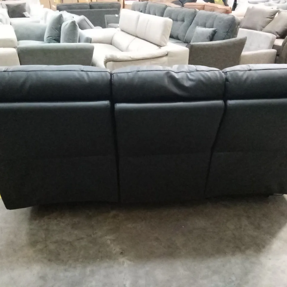 LEIGHTON LEATHER/FAUX LEATHER HIGH BACK 3 SEATER POWER RECLINER SOFA - BLACK RRP £1449