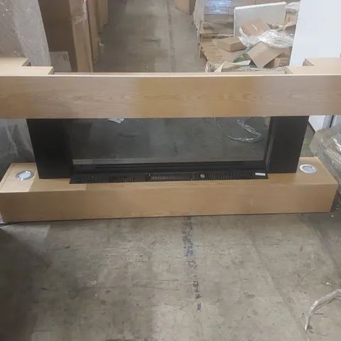 OAK WALL-MOUNTED ELECTRIC SMART FIRE PLACE WITH SURROUND - 52 INCH - AMBERGLO