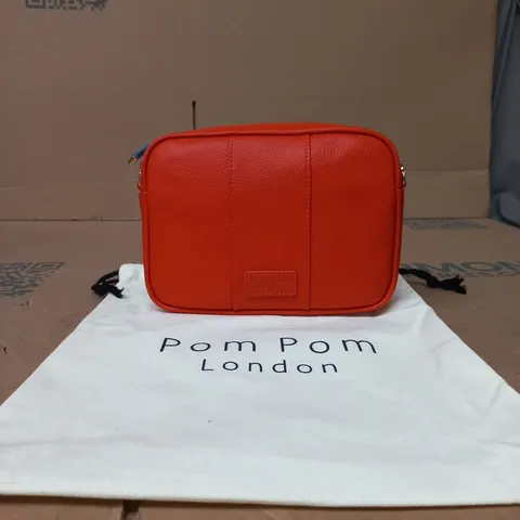 POM POM LONDON RED LEATHER CROSSBODY BAG