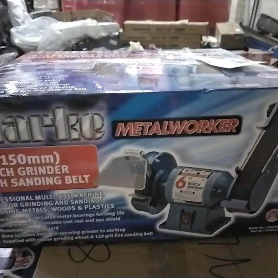 CLARKE CBG6SB 150MM BENCH GRINDER WITH 50MM SANDING BELT (230V)