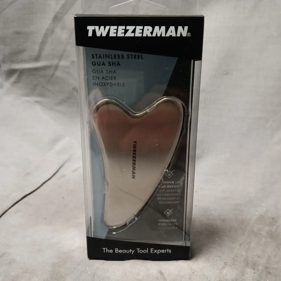 BOXED TWEEZERMAN STAINLESS STEEL GUA SHA
