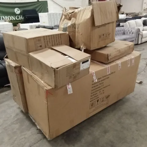 PALLET OF ASSORTED INCOMPLETE GARDEN AND OUTDOOR FURNITURE PARTS AND PIECES