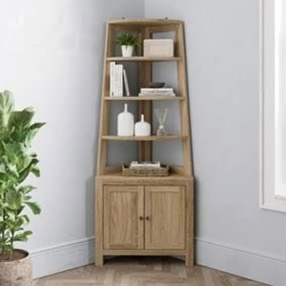BOXED OLNEY CORNER STORAGE LADDER - LIGHT OAK EFFECT (1 BOX)
