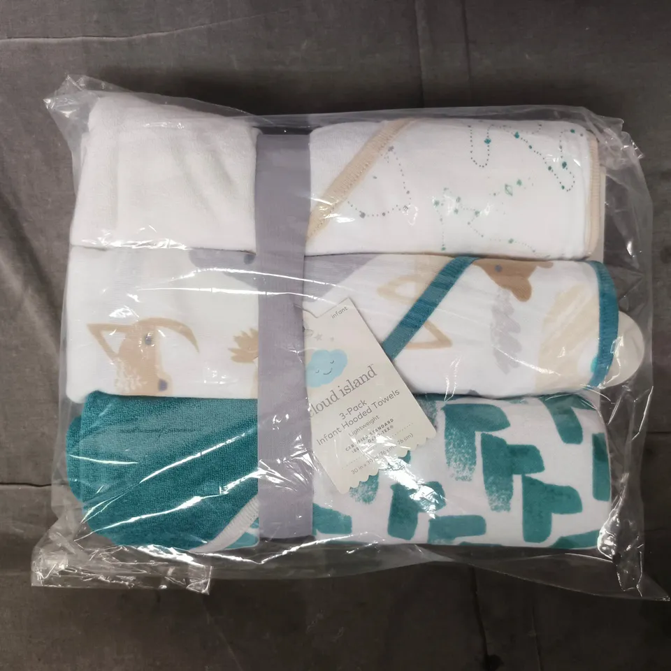 CLOUD ISLAND 3-PACK INFANT HOODED TOWELS
