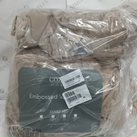 COZEE HOME ANIMAL EMBOSSED VELVETSOFT DUVET SET IN NATURAL - DOUBLE SIZE