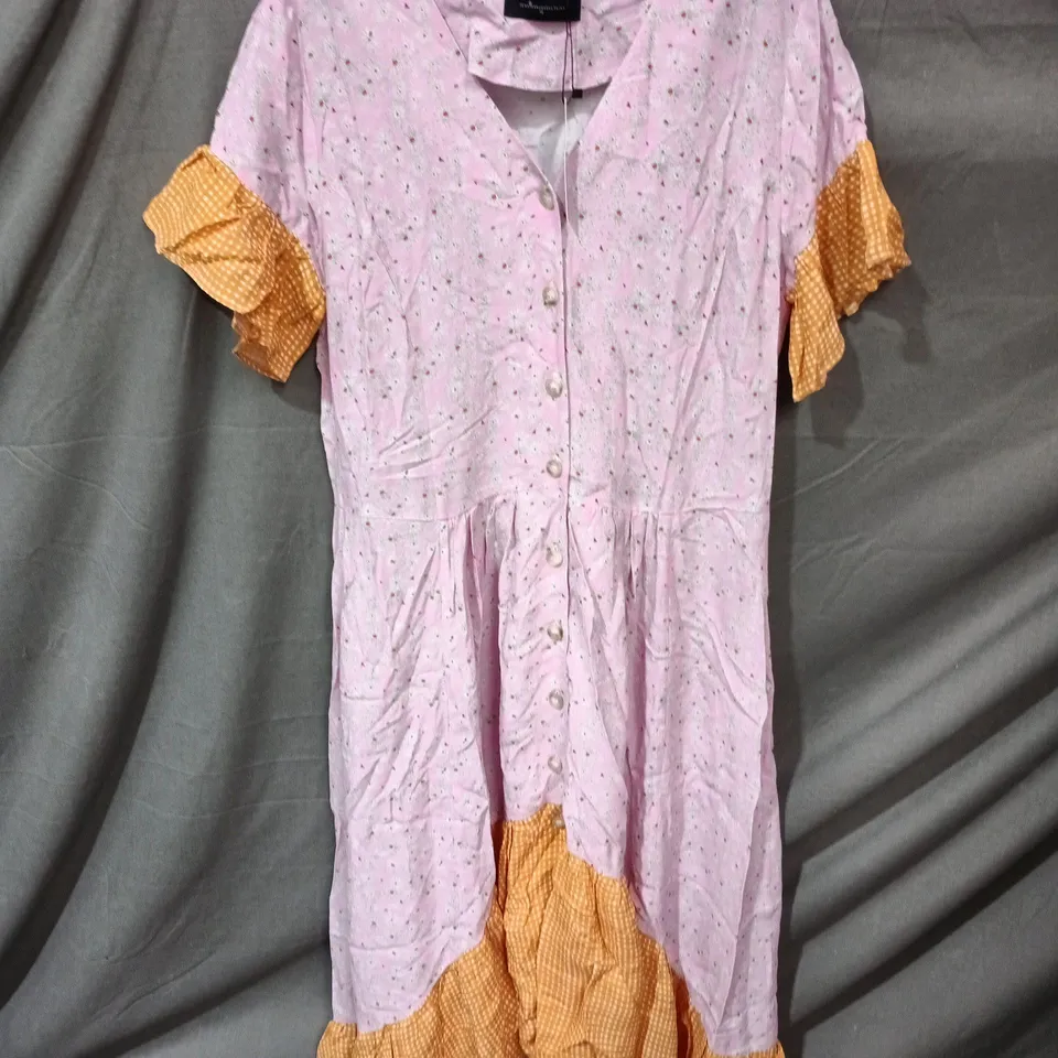 JESSICA RUSSELL FLINT PINK/ORANGE FLORAL DRESS – XS