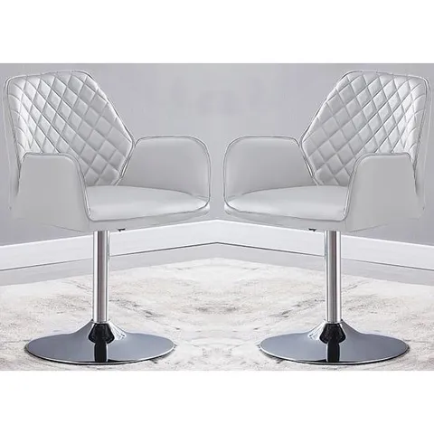 BRAND NEW BOXED SET OF 2 BUCKTEREAR TWIST DINING CHAIRS IN WHITE WITH CHROME BASE (1 BOX)