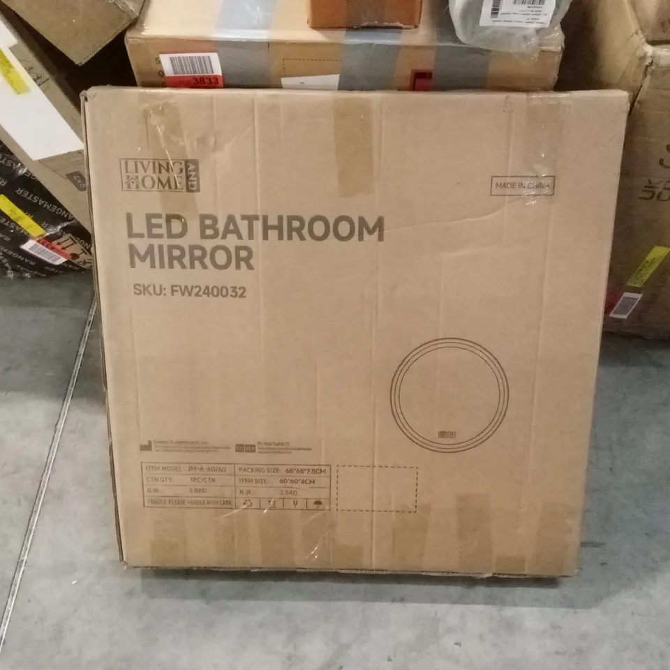 BOXED WALL MOUNTED ROUND LED BATHROOM MIRROR (1 BOX)