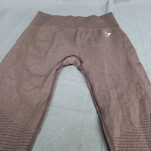 GYMSHARK BROWN STRETCH LEGGINGS - LARGE
