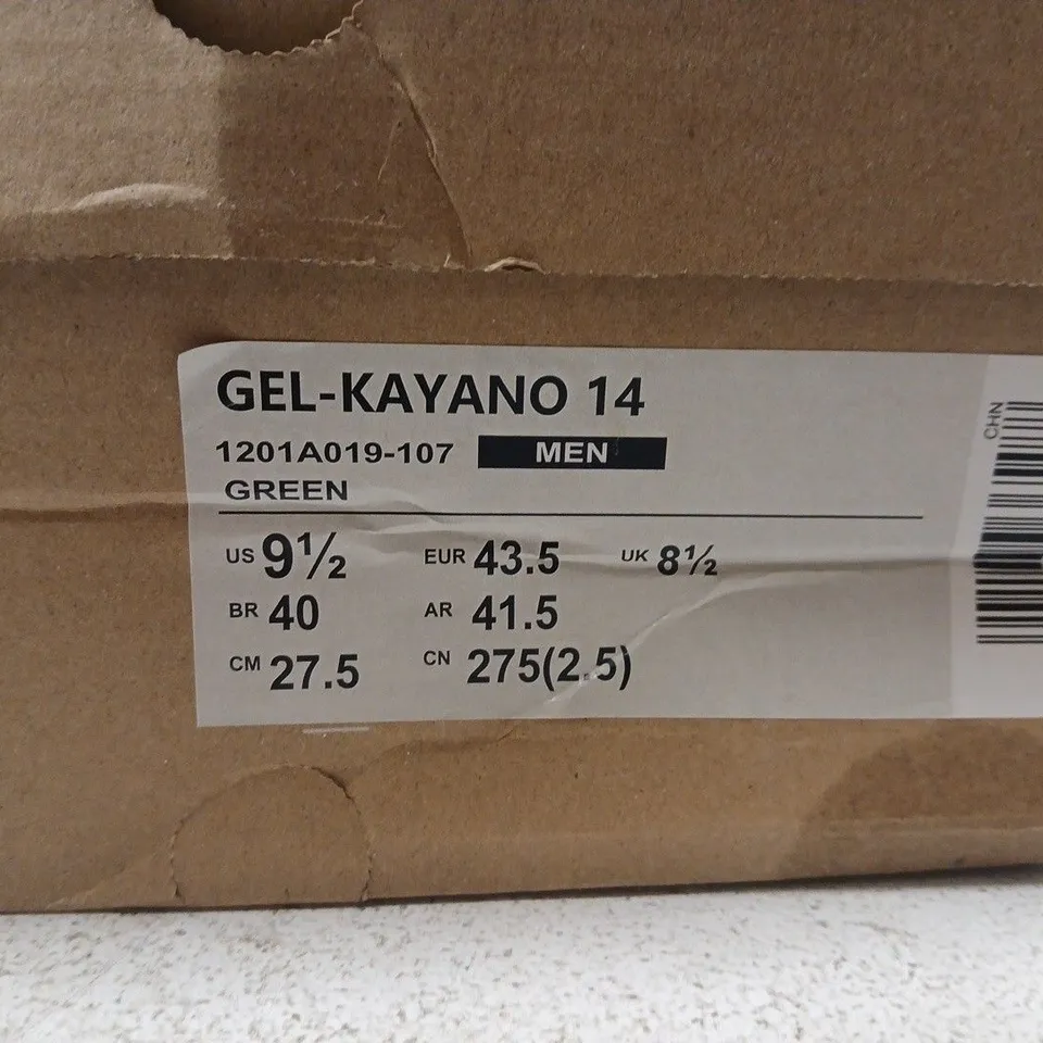 ASICS GEL-KAYANO 14 MEN'S RUNNING SHOES – SILVER/GREEN, UK 8.5 (US 9.5)