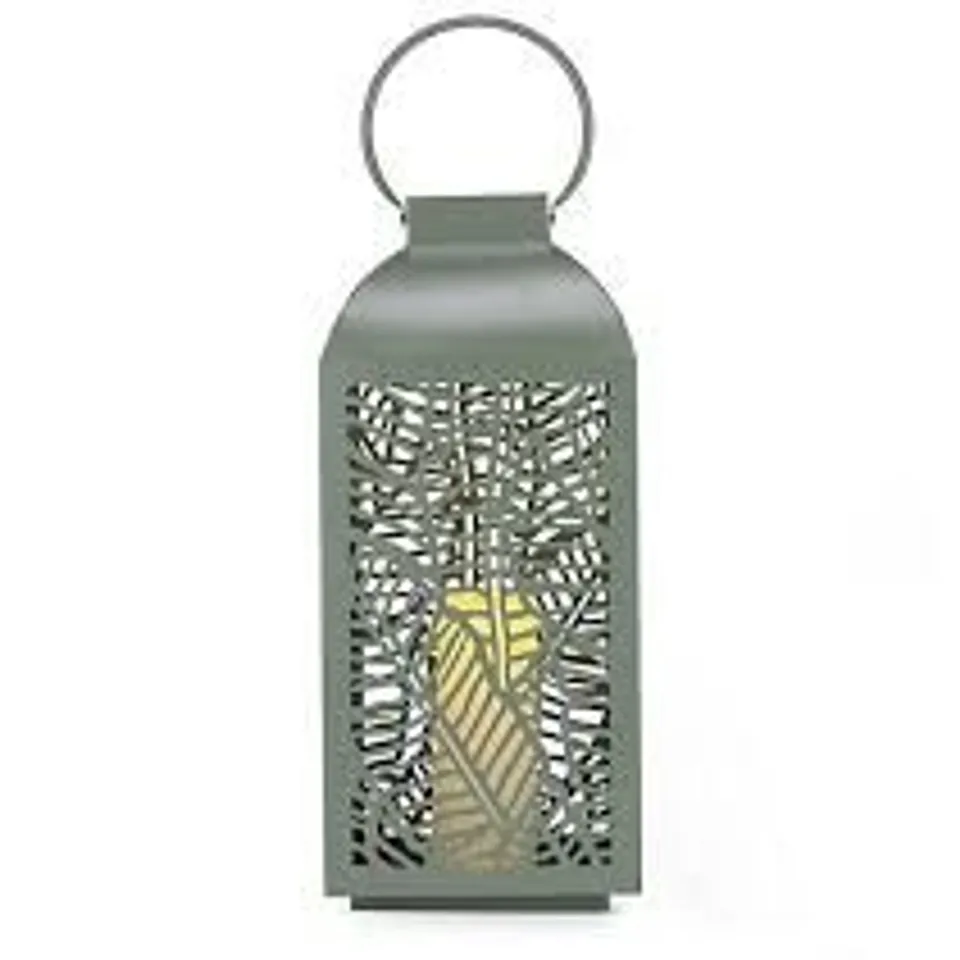 GARDEN STORIES LARGE METAL OUTDOOR LANTERN WITH LED CANDLE