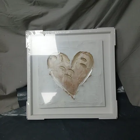 HEART PRINTED CANVAS FRAMED 40 X 40CM BOXED