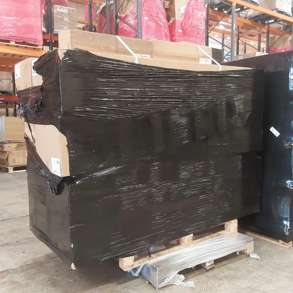 PALLET CONTAINING A LARGE QUANTITY OF BATHROOM FURNITURE PARTS INCLUDING: VELDEAU WALL CARCASSES, HIGH RISE WC CARCASSES ECT