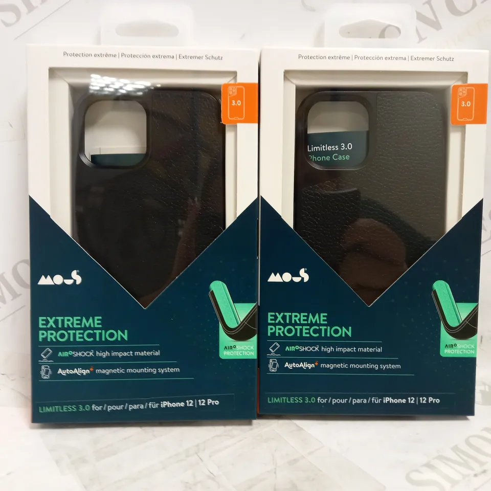 LOT OF 2 MOUS LIMITLESS 3.0 BLACK LEATHER PHONE CASES FOR IPHONE 12/12 PRO