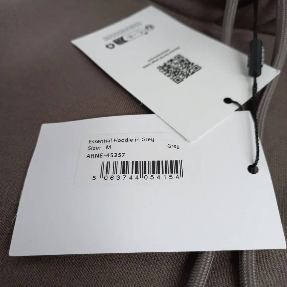 ARNE ESSENTIAL HOODIE IN GREY, SIZE M