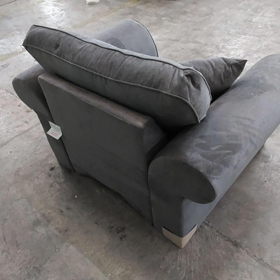 DESIGNER BEATRICE CHAIR UPHOLSTERED IN CHARCOAL FABRIC