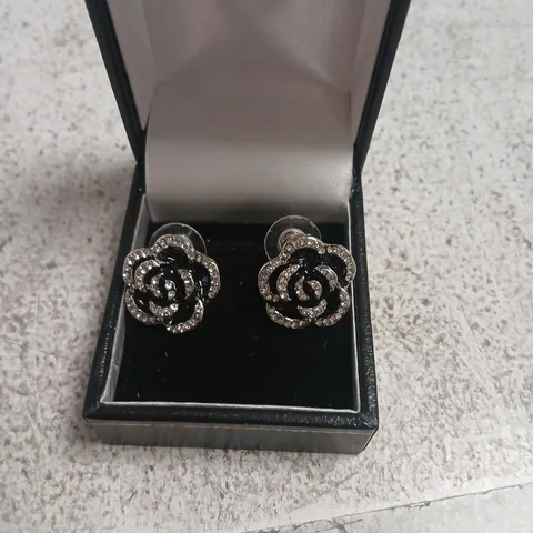 BUTLER & WILSON CRYSTAL ROSE EARRINGS