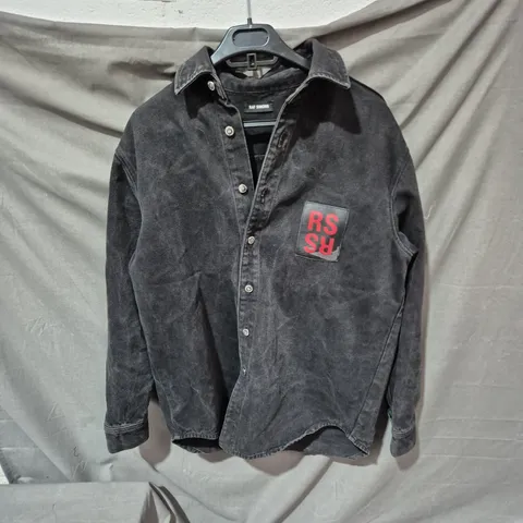 RAF SIMONS BLACK DENIM SHIRT WITH RS PATCH SIZE SMALL