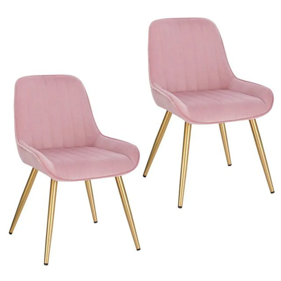BOXED ORCHARD HILL UPHOLSTERED SET OF 2 DINING CHAIRS -PINK-