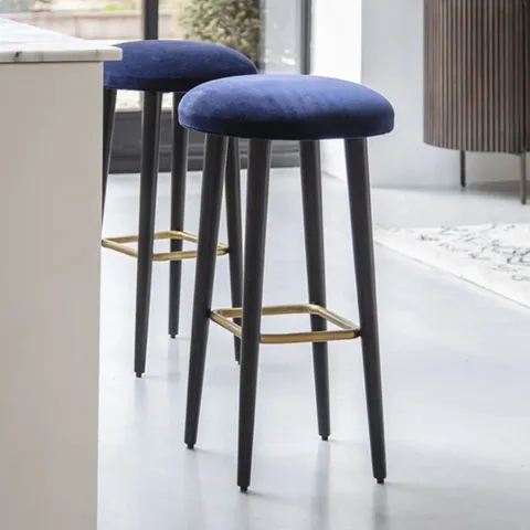 BOXED ATKIN & THYME ROBIN MIDNIGHT VELVET BLUE BARSTOOL