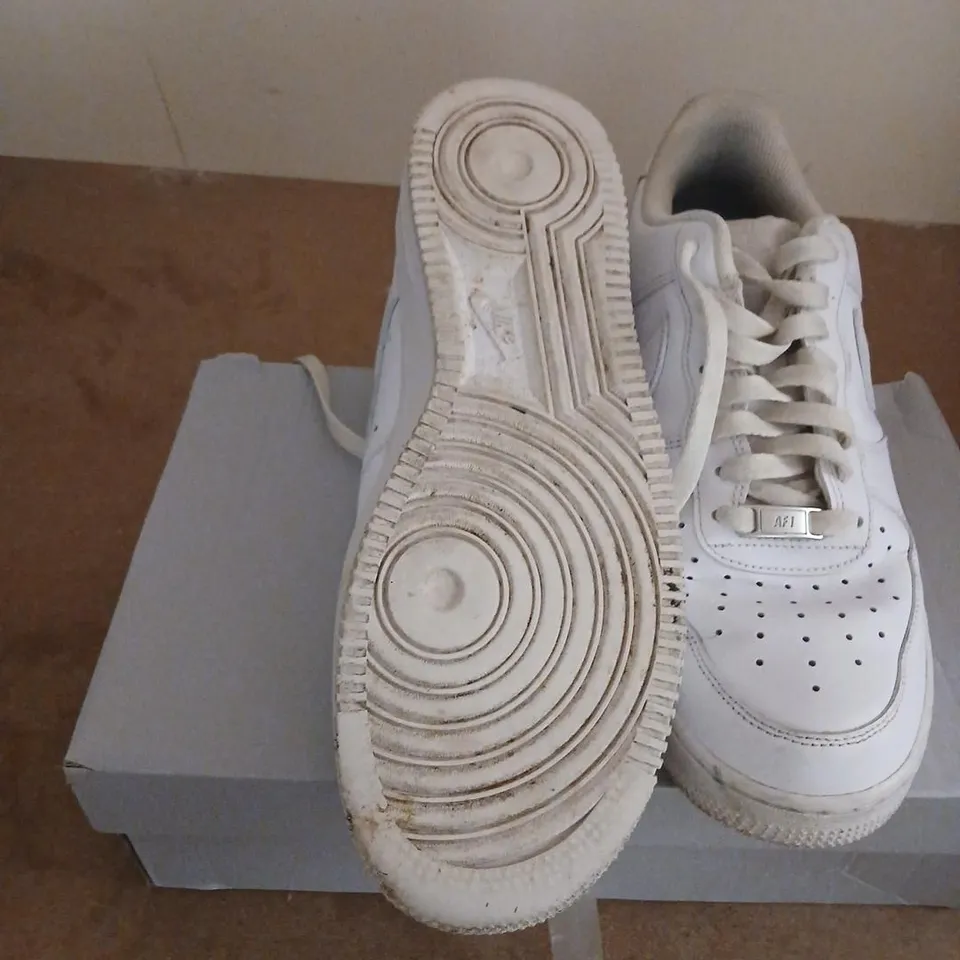 NIKE AIR FORCE 1 '07 SNEAKERS, WHITE LEATHER, UK 9 (US 10.5) – BOXED