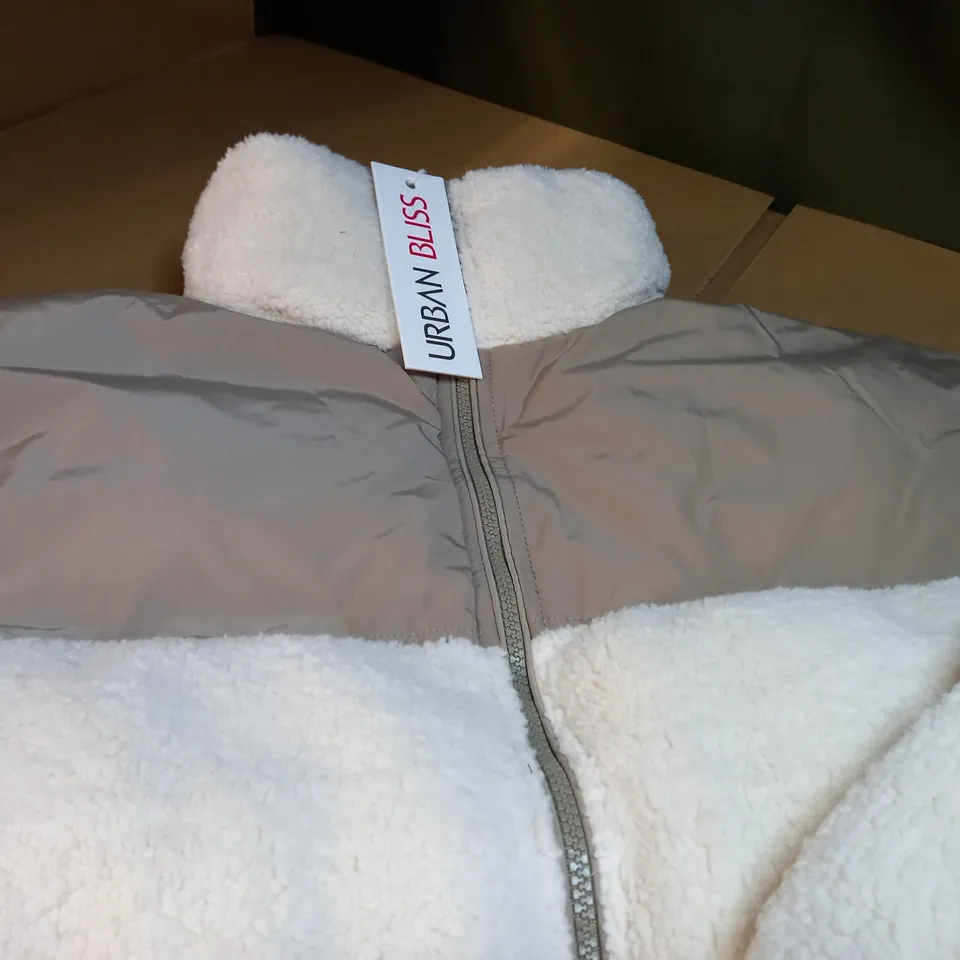 URBAN BLISS CREAM BORG/KHAKI JACKET - SIZE 10