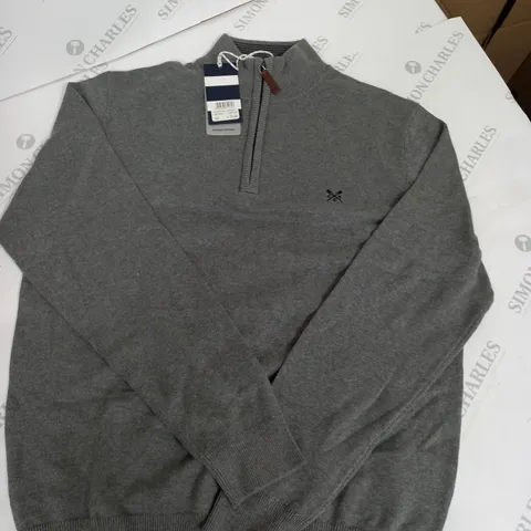 CREW CLOTHNG COMPANY CLASSIC HALF ZIP KNIT - GREY - XL