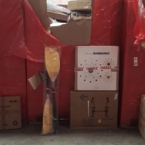 PALLET OF ASSORTED HOUSEHOLD GOODS AND PRODUCTS TO INCLUDE;TOILET SAFETY FRAMES,WALL CLOCK,PADDLES