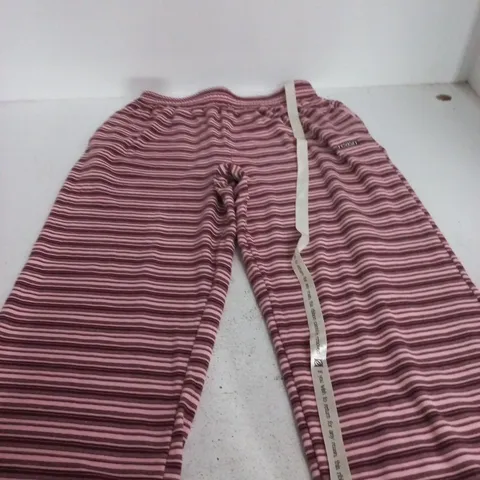 WOMEN'S BERRY PINK FLEECE STRIPE HIGH WAIST WIDE-LEG JOGGERS – UK 14