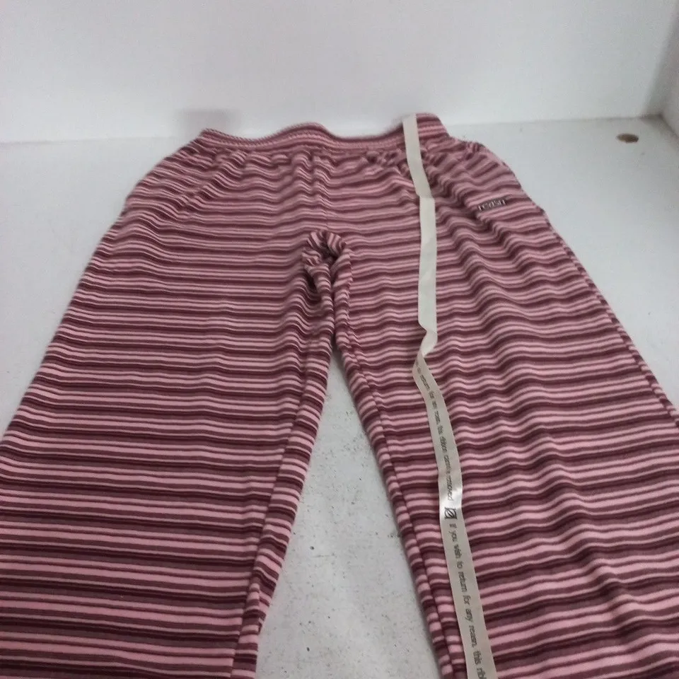 WOMEN'S BERRY PINK FLEECE STRIPE HIGH WAIST WIDE-LEG JOGGERS – UK 14