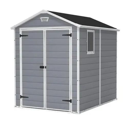BOXED KETER MANOR 6FT. W × 8FT. D APEX OUTDOOR GARDEN SHED (1 BOX)