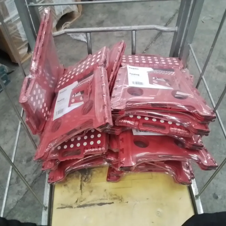 CAGE CONTAINING APPROXIMATELY 15 BRAND NEW KEPLIN STEP STOOLS