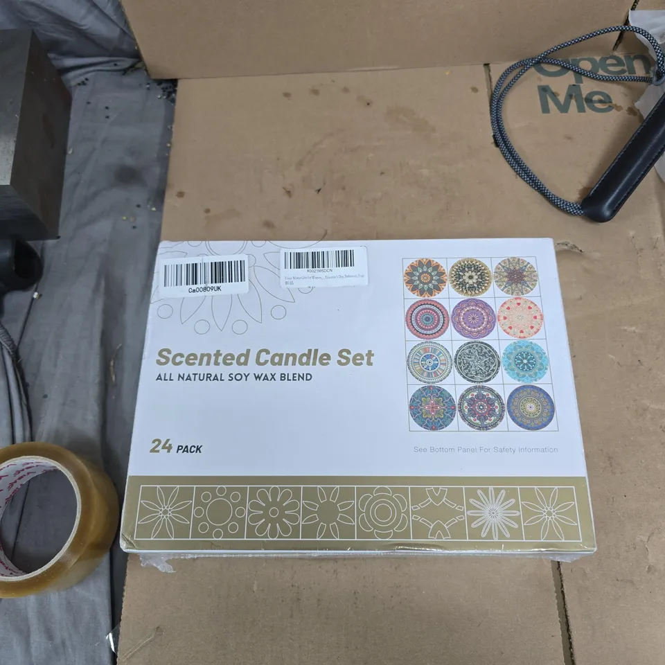 BOX OF APPROXIMATELY 12 ASSORTED ITEMS TO INCLUDE: 24 PACK SCENTED CANDLE SET 