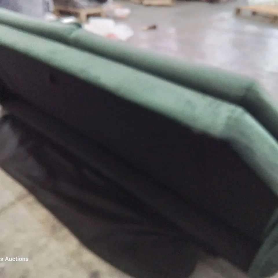DESIGNER CLICK KLACK SOFA BED BUTTONED GREEN PLUSH FABRIC