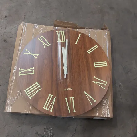 BOXED MANRICA WOOD WALL CLOCK (1 BOX)