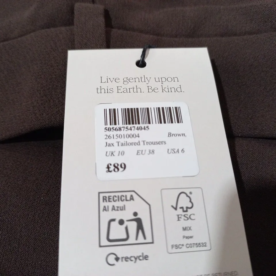 NOBODYS CHILD JAX TAILORED TROUSERS IN BROWN - UK 10